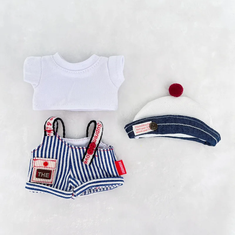 

1st-3rd Gen Labubu Clothes 17cm Labubu Doll Clothes Accessories Nautical Style Overalls Set Labubu Clothes Macaron Sitting