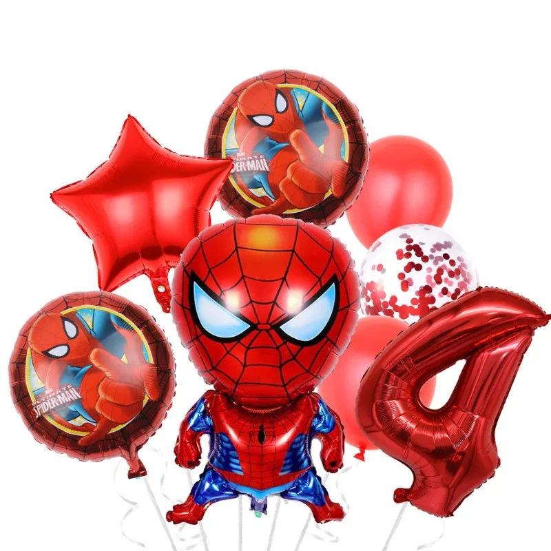 Marvel Party Decoration Avengers Series Digital Five Point Spider Man Aluminum Film Balloon Set