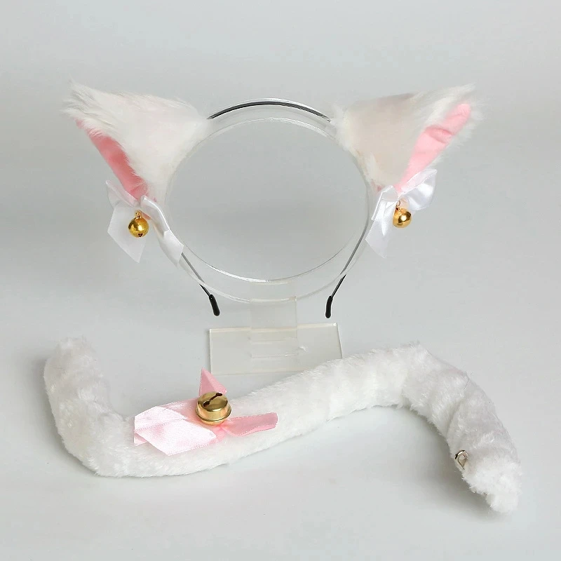 2024 Cat Wolf Fox Ears Shape Hairhoop Cosplay Costume Tail copricapo con Bell Decor Halloween Birthday Party Set for Kids