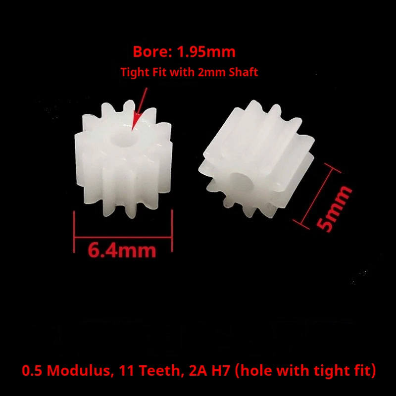 112A Plastic Gear, 100pcs Gear, Module 0.5, 11 Teeth, 2mm Hole Interference Fit Toy Model Aircraft Parts Gears