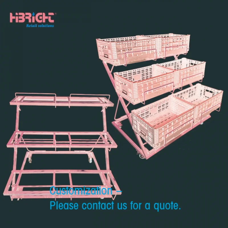 custom.Metal Fruit and Vegetable Foldable Customized  Color Commercial Supermarket Shelf Grocery Rack Display