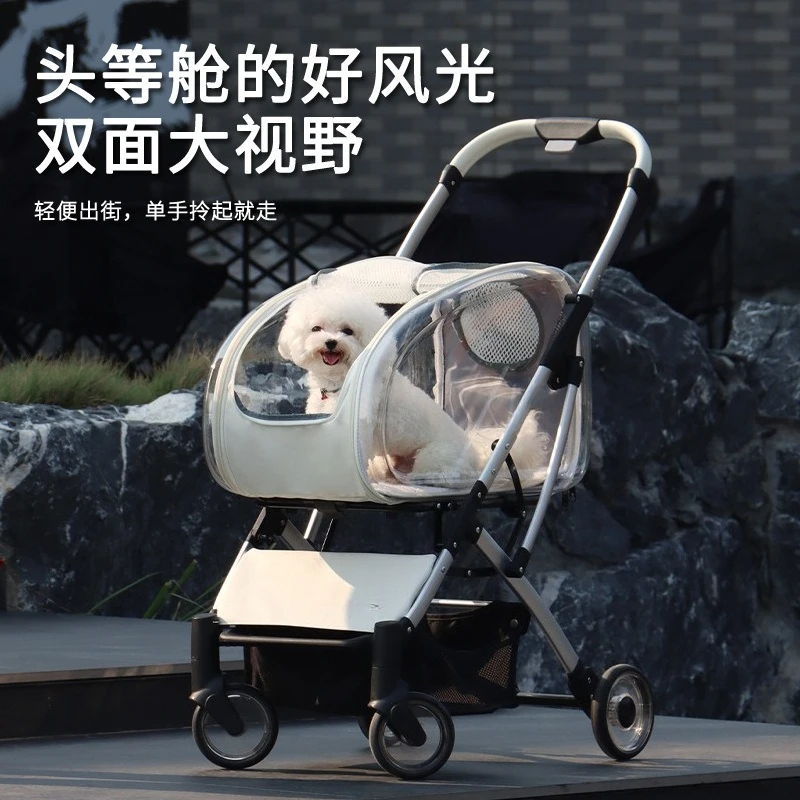 Transparent pet cart cat out portable cart can be separated walk cat walk dog cart