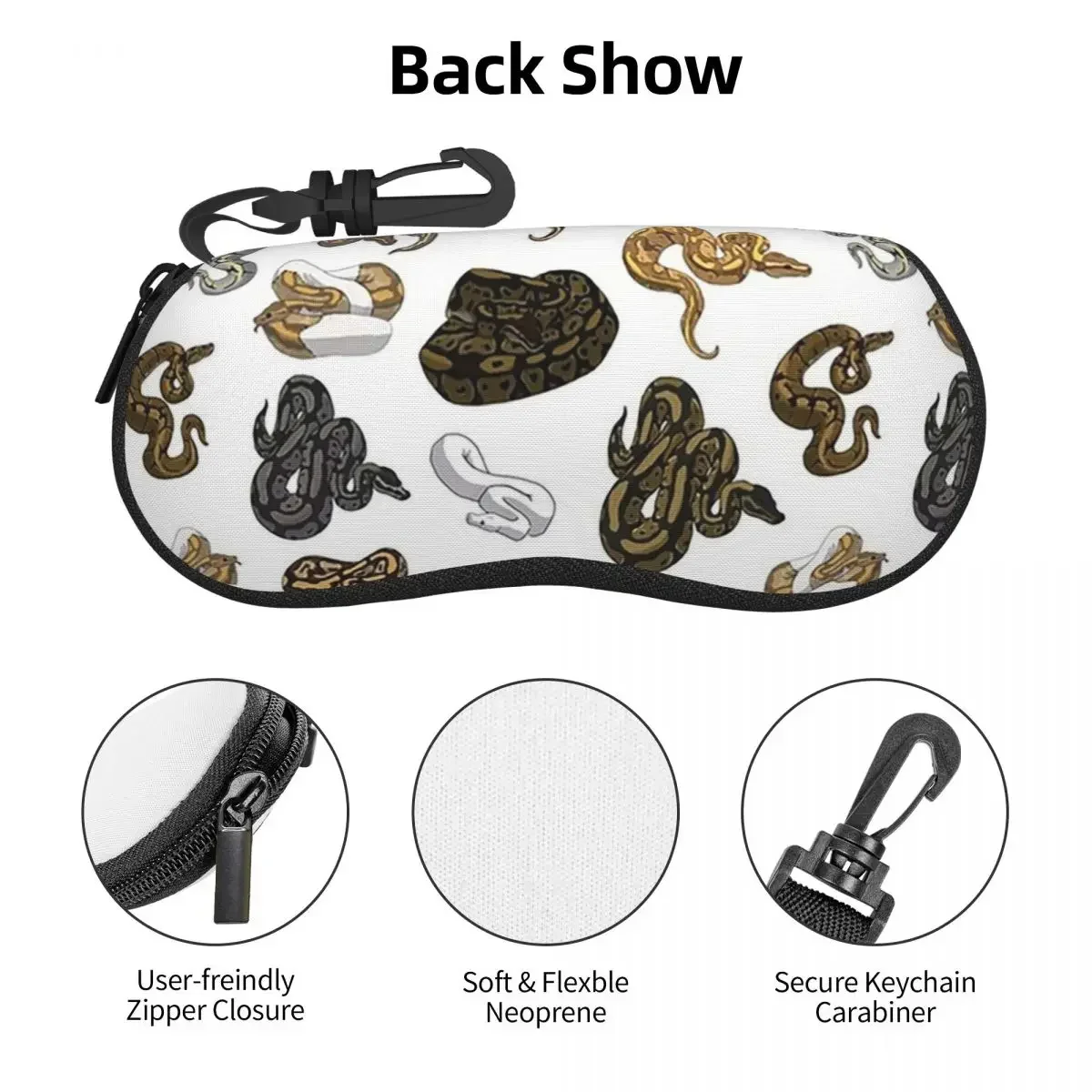 Ball Python Morph Snake Pattern Sleeveless Top Shell Glasses Case Protective Sunglasses Box Women Men Soft Eyeglasses Bag Pouch