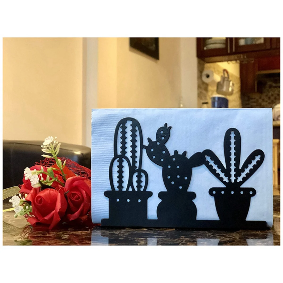 Porta tovaglioli BISM1: dispenser/supporto autoportante per fazzoletti, porta tovaglioli da tavolo per la cucina di casa, picnic, feste (cactus)