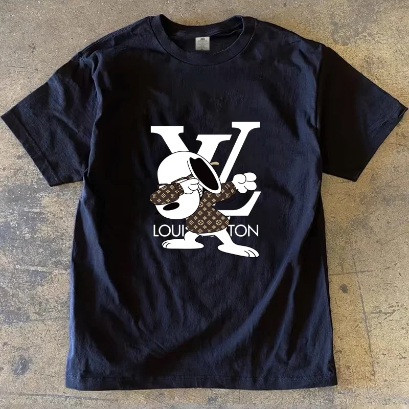 

300g Heavy Cotton Black Trendy Brand Printed Men's and Women's Short-sleeved T-shirt Bottoming Shirt American Street Cartoon Top