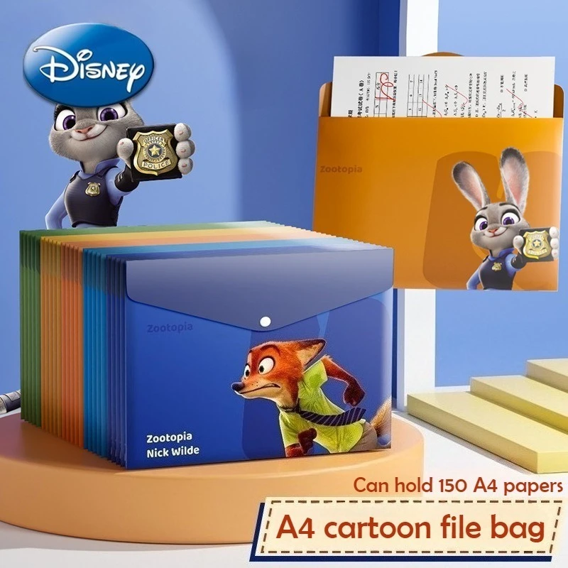 

Disney Zootopia 2 File Bag Judy Nick Mickey Cute Hasp Waterproof A4 Paper Storage Documents Large Capacity Archive Folder Prize