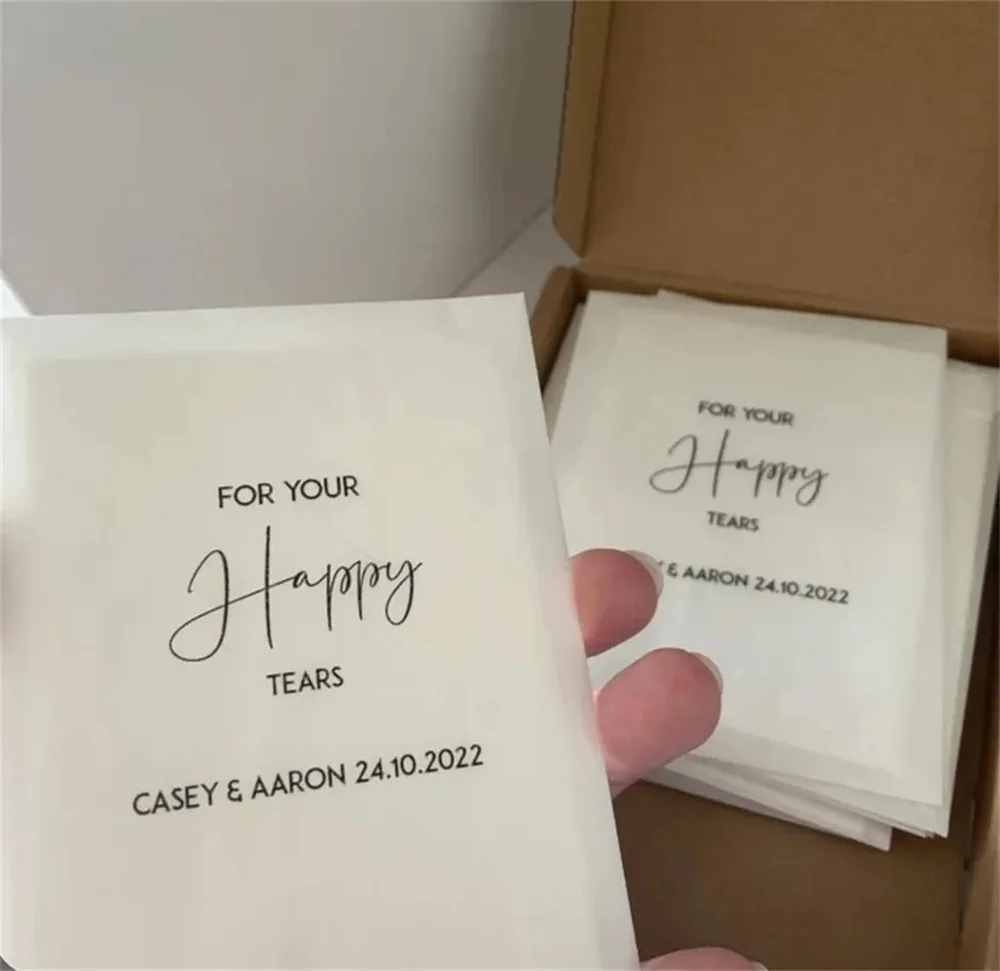 25pcs Personalised Wedding Day Tissues | For Your Happy Tears Tissues | Wedding Tissues