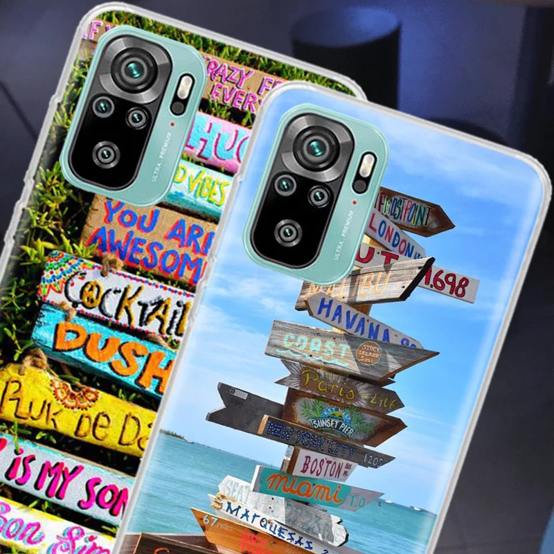 Seaside signs for summer tourism Phone Case For Xiaomi Poco X6 X5 X4 F4 GT X3 F6 Pro 5G M5 M5S M4 M3 F5 F3 F2 F1 Mi Note 10 Lit