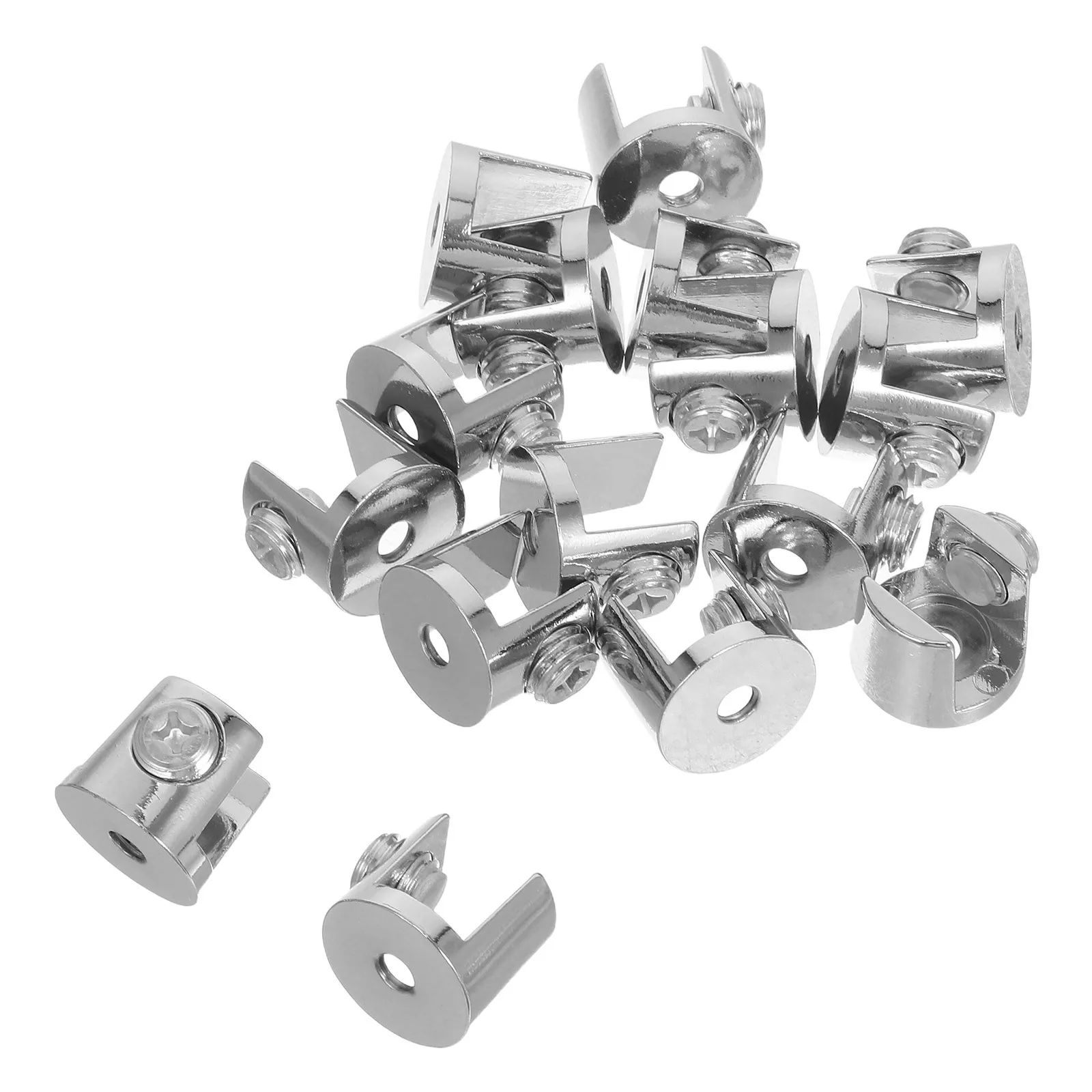 

16Pcs Bathroom Glass Clips Zinc Alloy Shelf Support Adjustable 8mm-10mm Thick Shower Enclosures Cabinets Display Cases