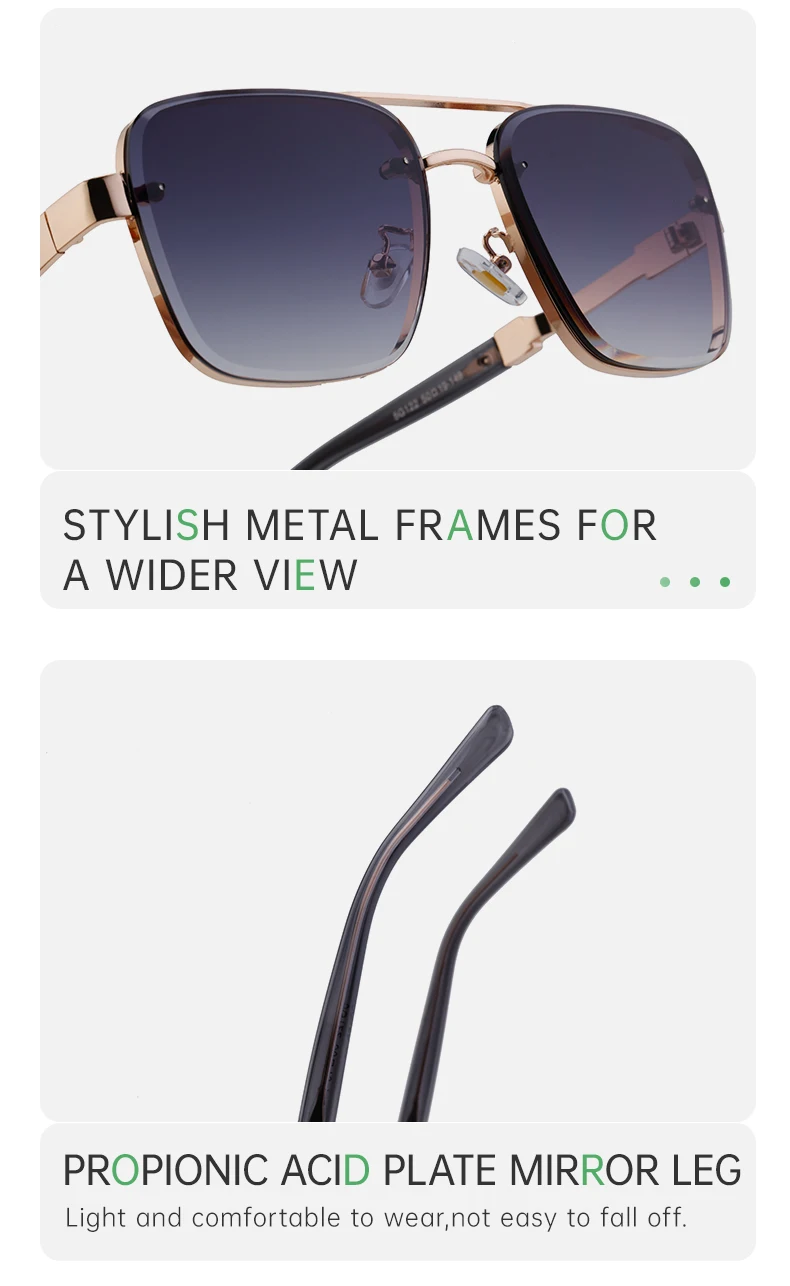 Übergroße quadratische Sonnenbrille für Herren, große Luxus-Designer-Vintage-Metall-Sonnenbrille für Männer, modische Eyewear, Gafas De Sol – Detail 7