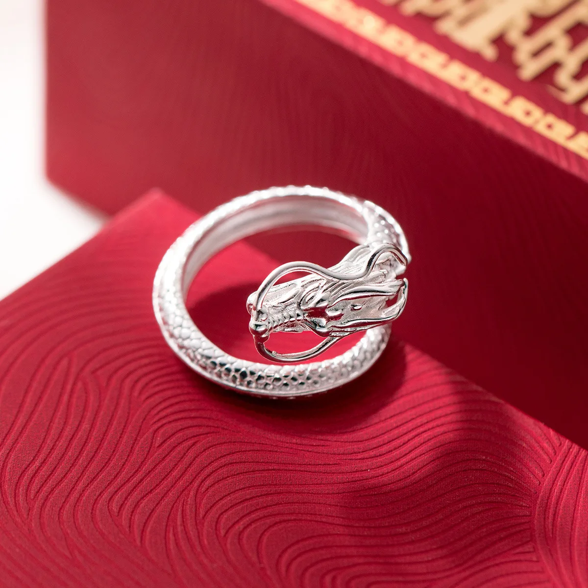 

Real 100% S999 Sterling Silver Zodiac Dragon Adjustable Rings Jewelry Women Luxury High Quality Luxury Female Ring Gifts