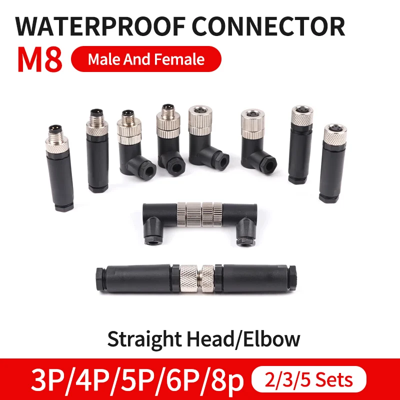 

M8 waterproof connector - 3P4P male female M8 waterproof aviation plug socket sensor cable connector