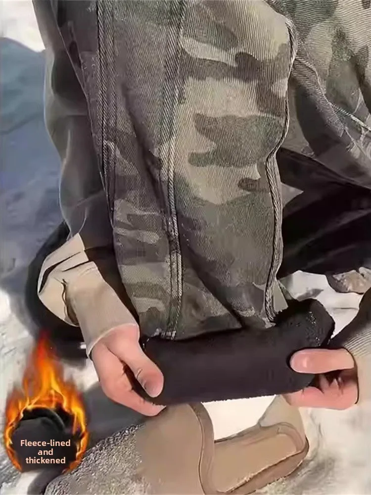 

Мужские утепленные камуфляжные рабочие брюки Cleanfit: повседневные длинные брюки для осени и зимы, модные брюки для лесорубов