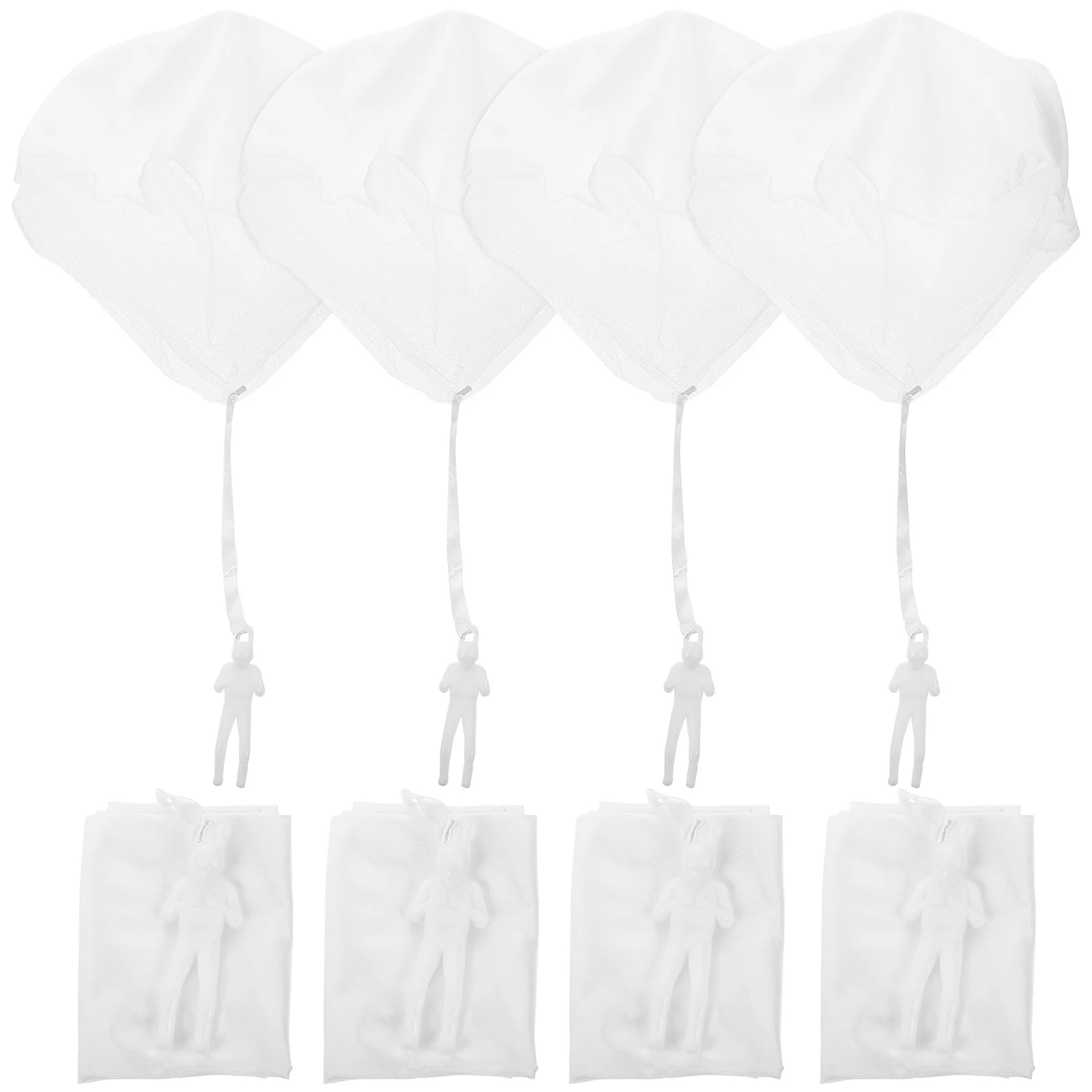 8Pcs White Blank Kids DIY Parachutes Mini Soldier Flying Plaything Outdoor Parachute for Creativity and Fun Activities