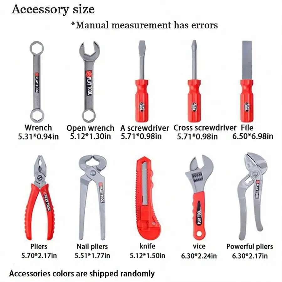 Pretend Play Construction Tool Set para Crianças, Toy Kits para Meninos, Presente de Aniversário para Meninas, Idades 3 +, 38 Pcs