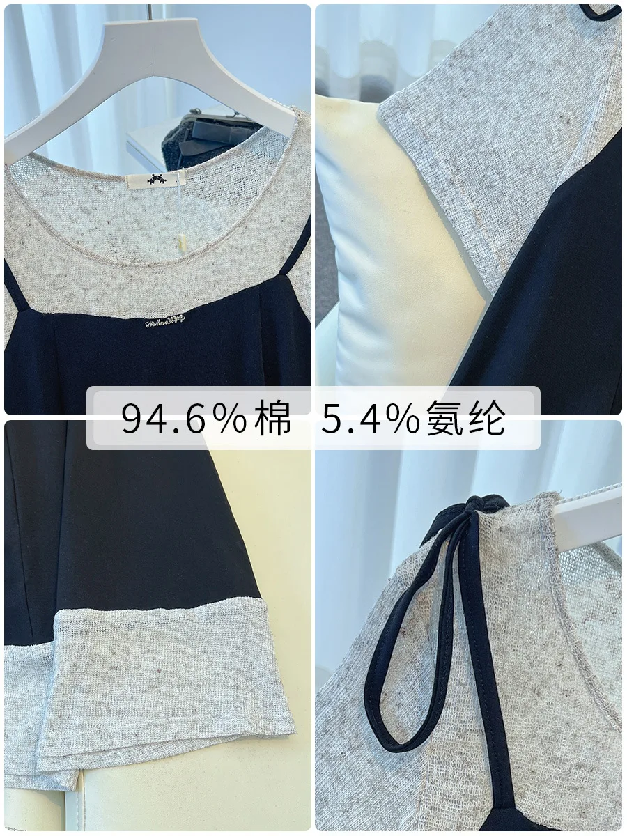 140Kg Plus Size Damski biust 142 Letnia luźna sukienka z krótkim rękawem Patchwork Fake Dwuczęściowa sukienka Temperament Czarny 5XL 6XL 7XL 8XL