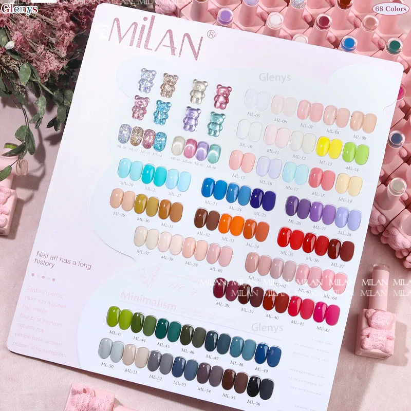 Glenys 68 Color Cat Eye Nail Polish Glue Is Popular This Season, Semi Permanent Immersion Gel With Color Card Nail Art Varnish