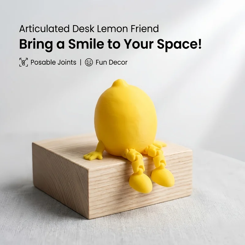 Creative Lemon-Shaped Mini Ornament With Movable Joints, Fun Multi-Scene Desktop Decor, Cute Office Desk Decoration, Warm Gift F
