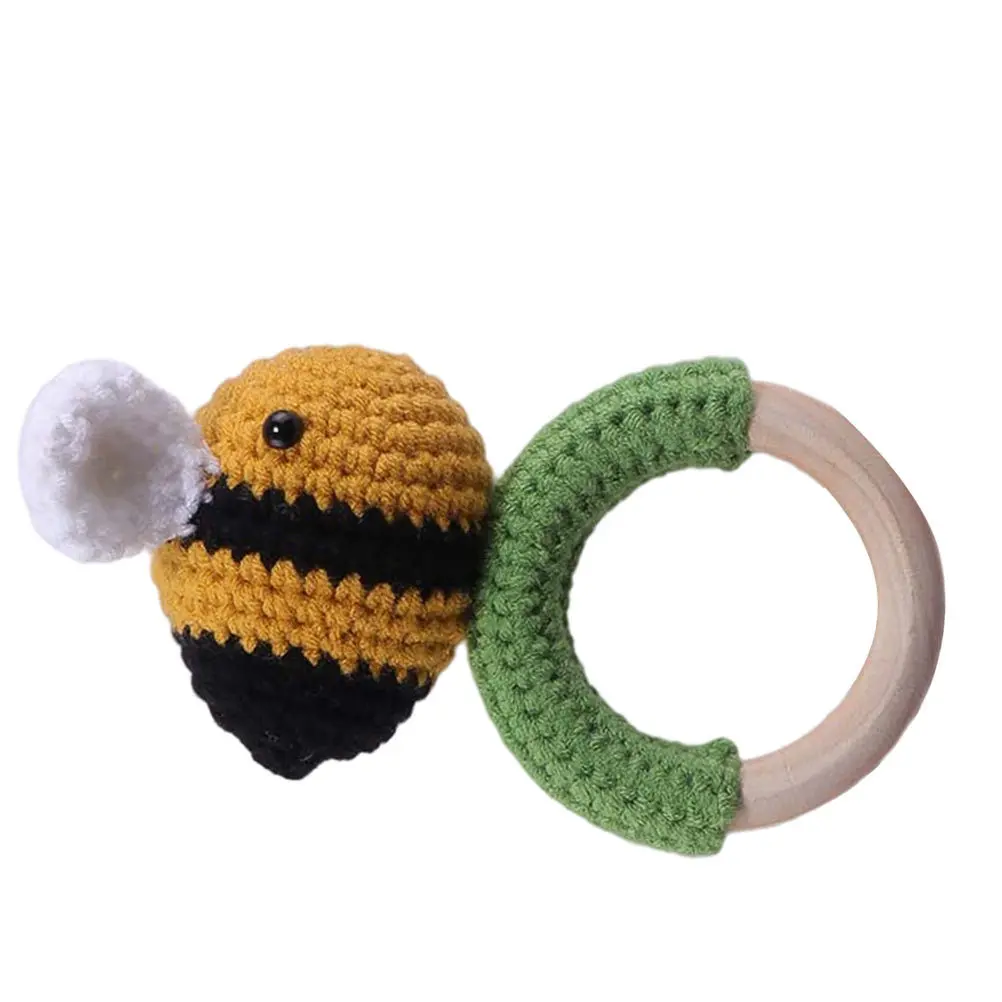 

1pc Small Soft Comfortable Infant Molar Hand Rattle Toddler Wooden Plaything Soothing Educational Wear