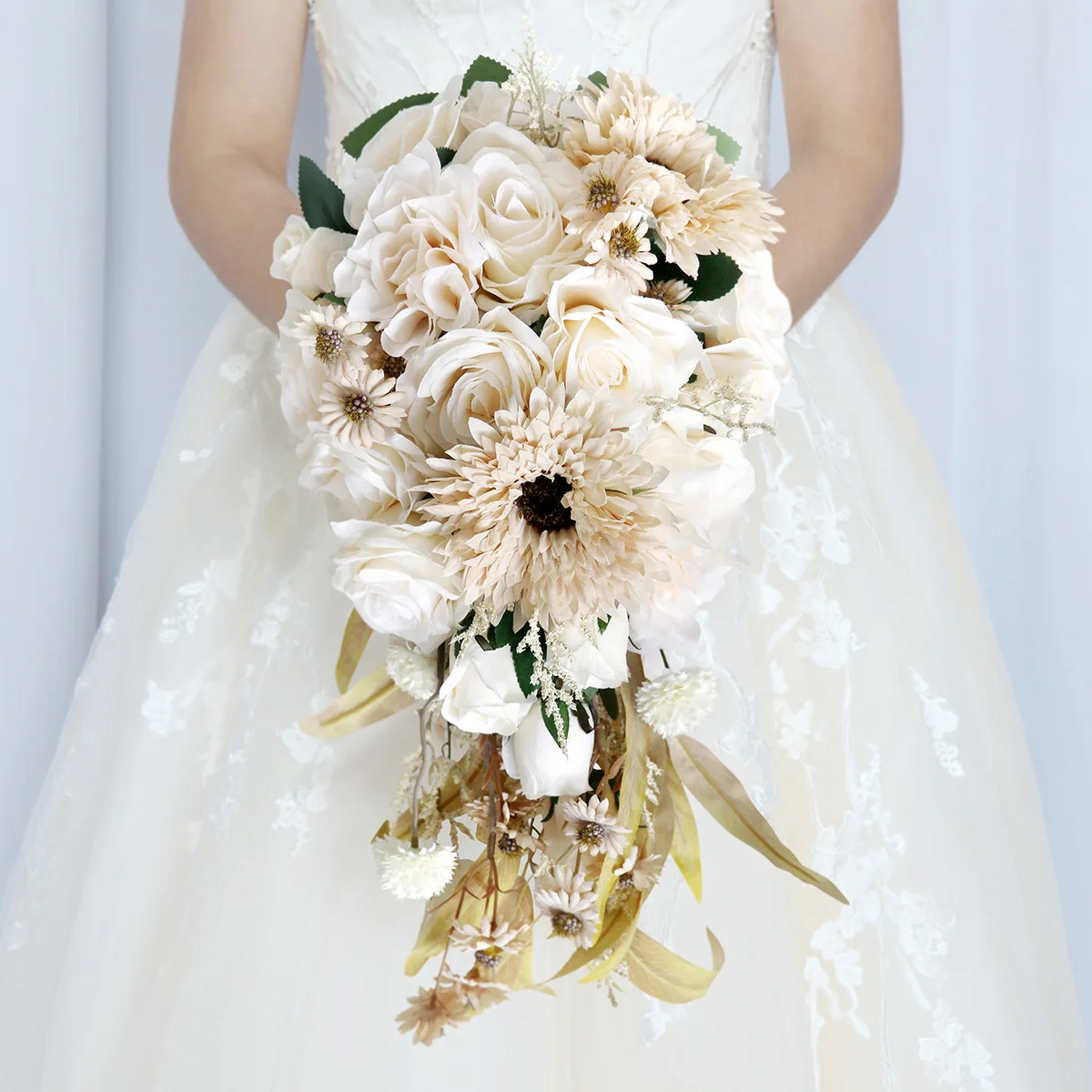 Simulation bride bouquet romantic outdoor wedding water drop flower photo props wedding supplies