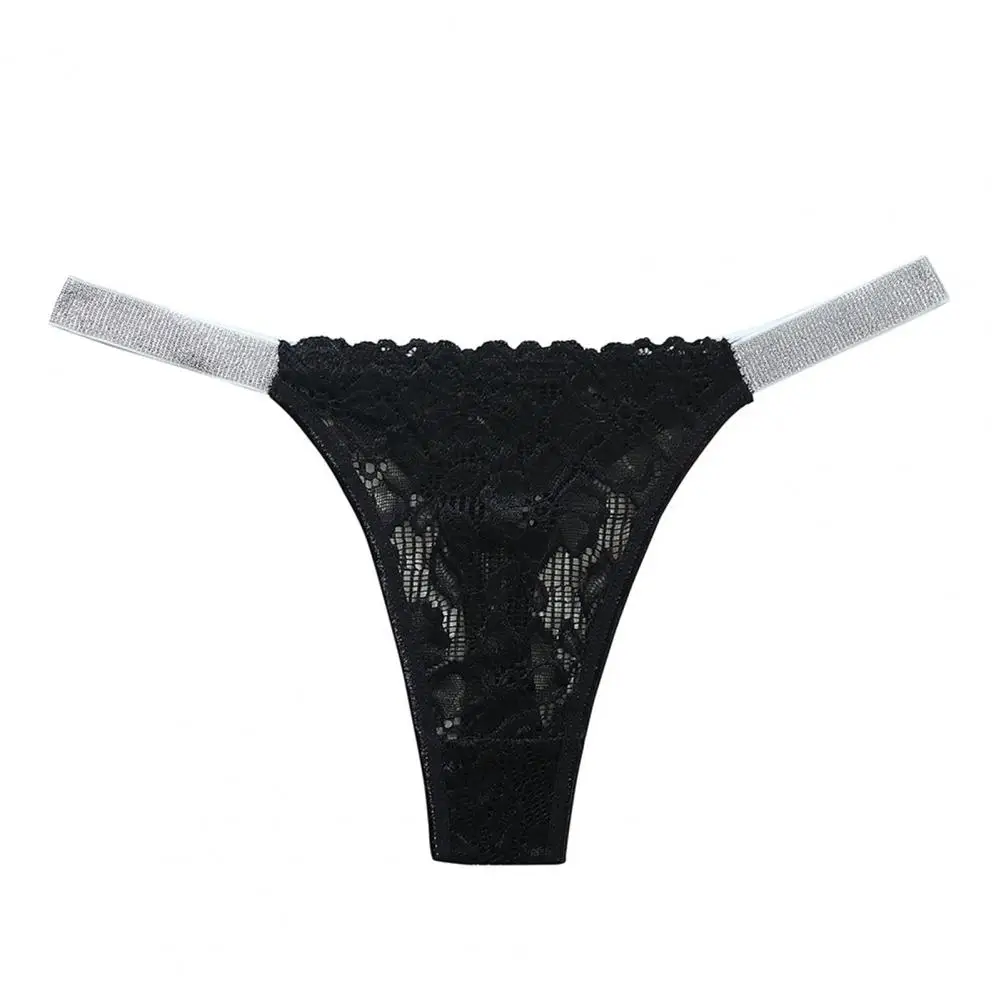 Women Thong Shiny Sequin Panties Seamless Thin Lace Good Flower Embroidery Underpants Female Underwear