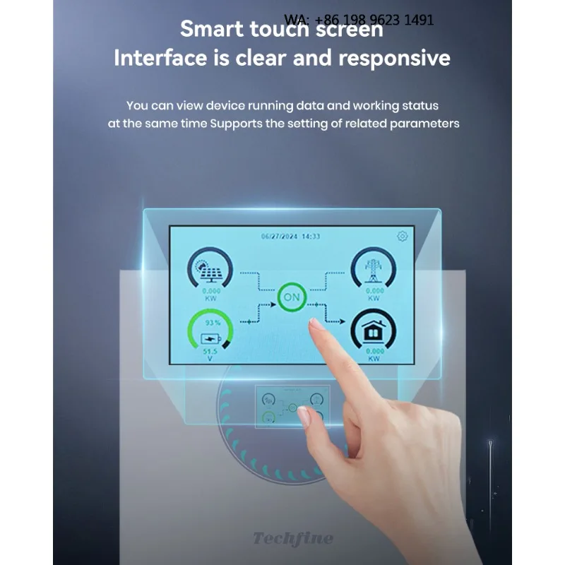 4.2KW-6.2KW Dual AC Touchscreen Hybrid Solar Inverter 48V MPPT Solar Panel Energy Storage System