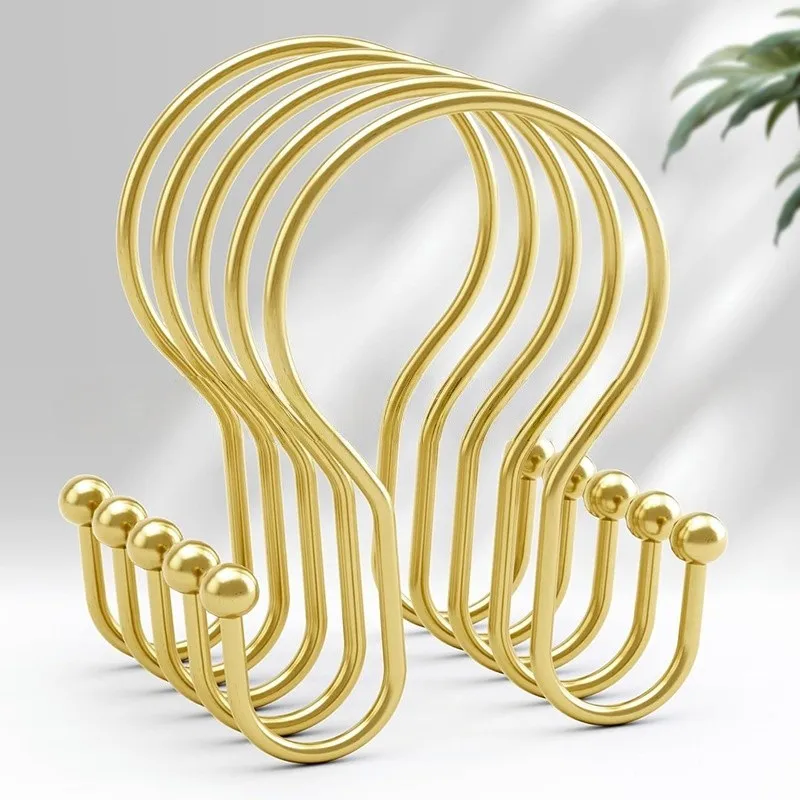 22 pcs Gold Double Ear Shower Curtain Rings, Glides Smoothly on Shower Rods, Easy to Hang Shower Curtains