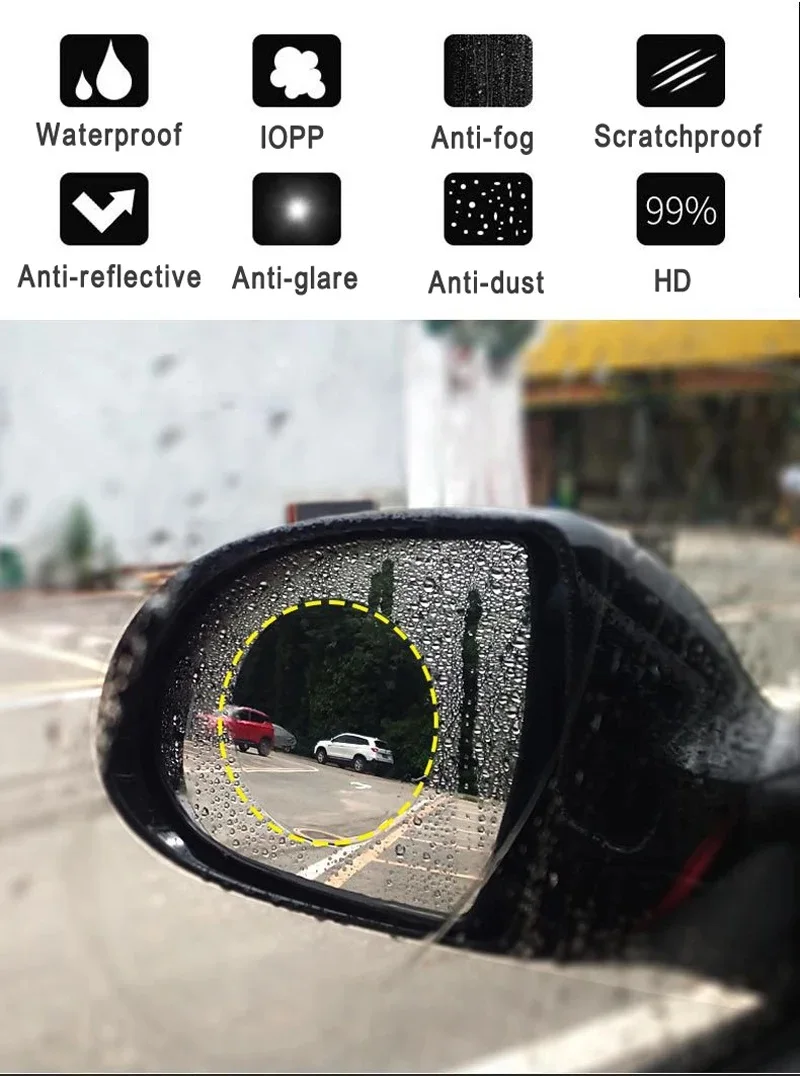 2X Car Mirror Rain-proof Film Car Rearview Mirror Waterproof Film Window Glass Anti-Fog Anti-reflective Sticker Auto Accessores