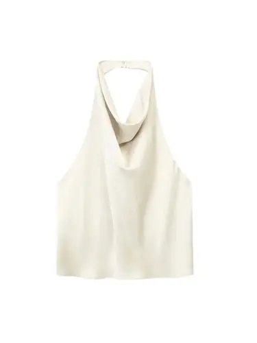 Imagen 2 del producto Camisetas sin mangas con cuello Halter que fluyen de satén a la moda para Mujer, camisola Sexy sin espalda con botón para Mujer
