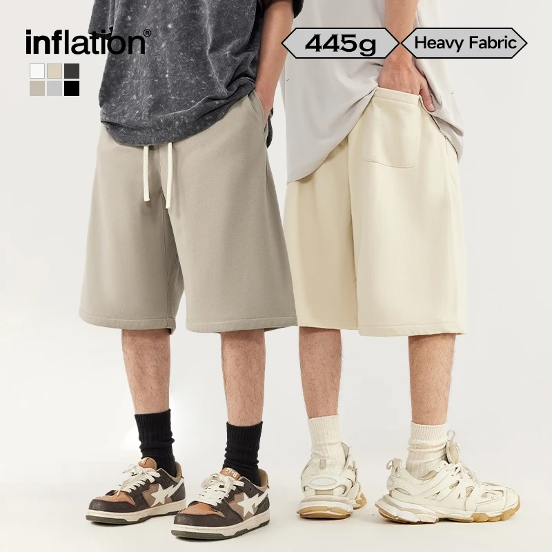 INFLATION Heavyweight Basic Shorts Men Minimalism Straight-leg Sweat Shorts Plus Size