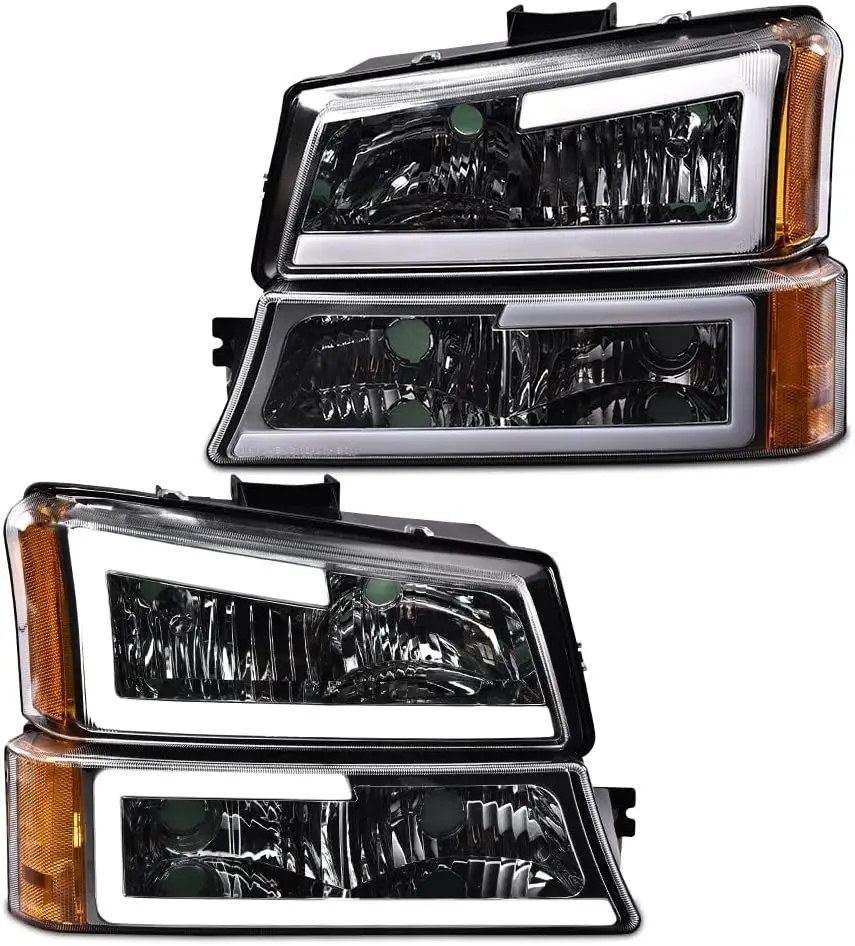 

2 шт. хромированный корпус, янтарные угловые фары для Chevy Silverado/Avalanche 2003-2007 годов, замена левых и правых фар