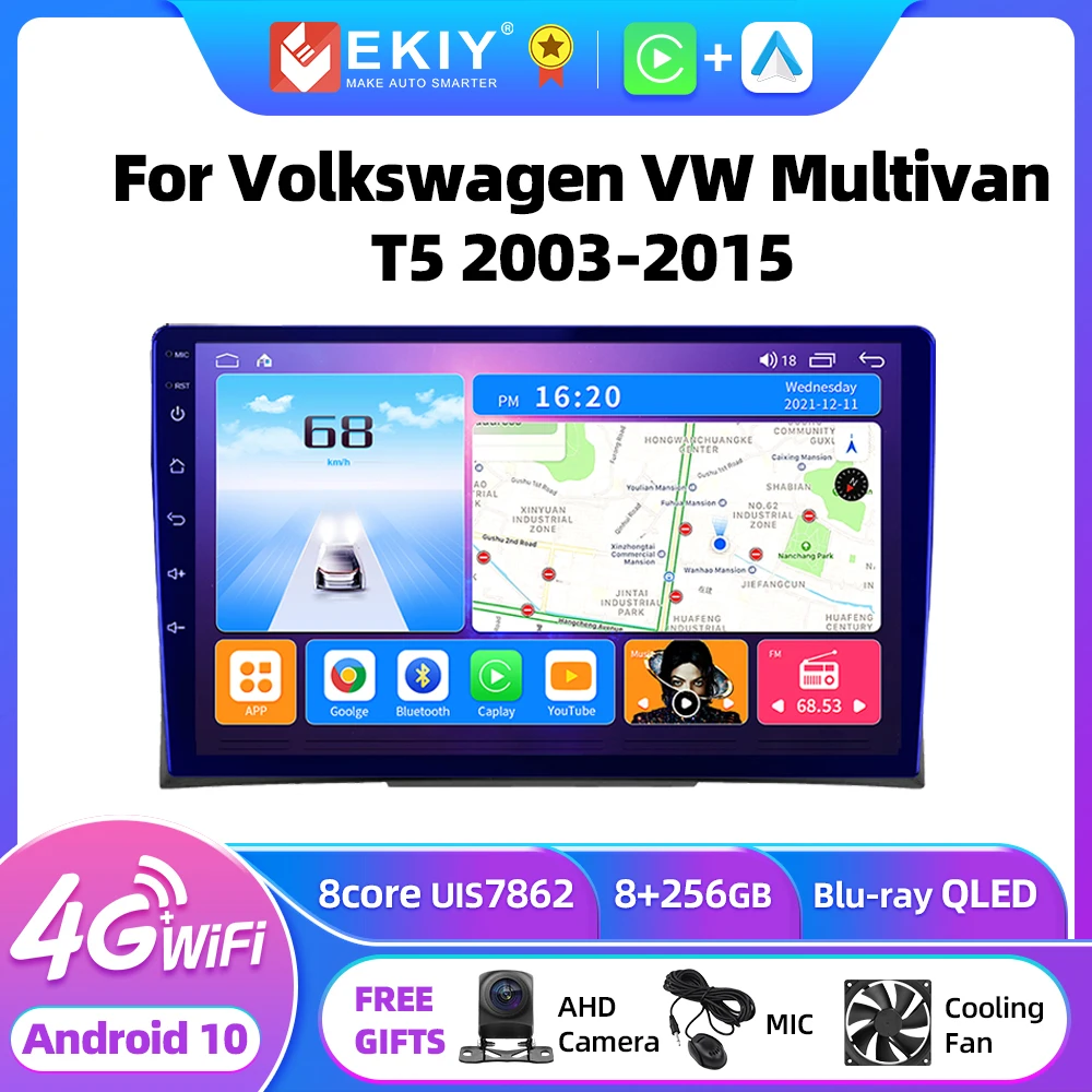 

EKIY T7 Android 10,0 автомобильный мультимедийный плеер для Volkswagen VW Multivan T5 2003-2015 GPS навигатор магнитофон 2DIN головное устройство DVD