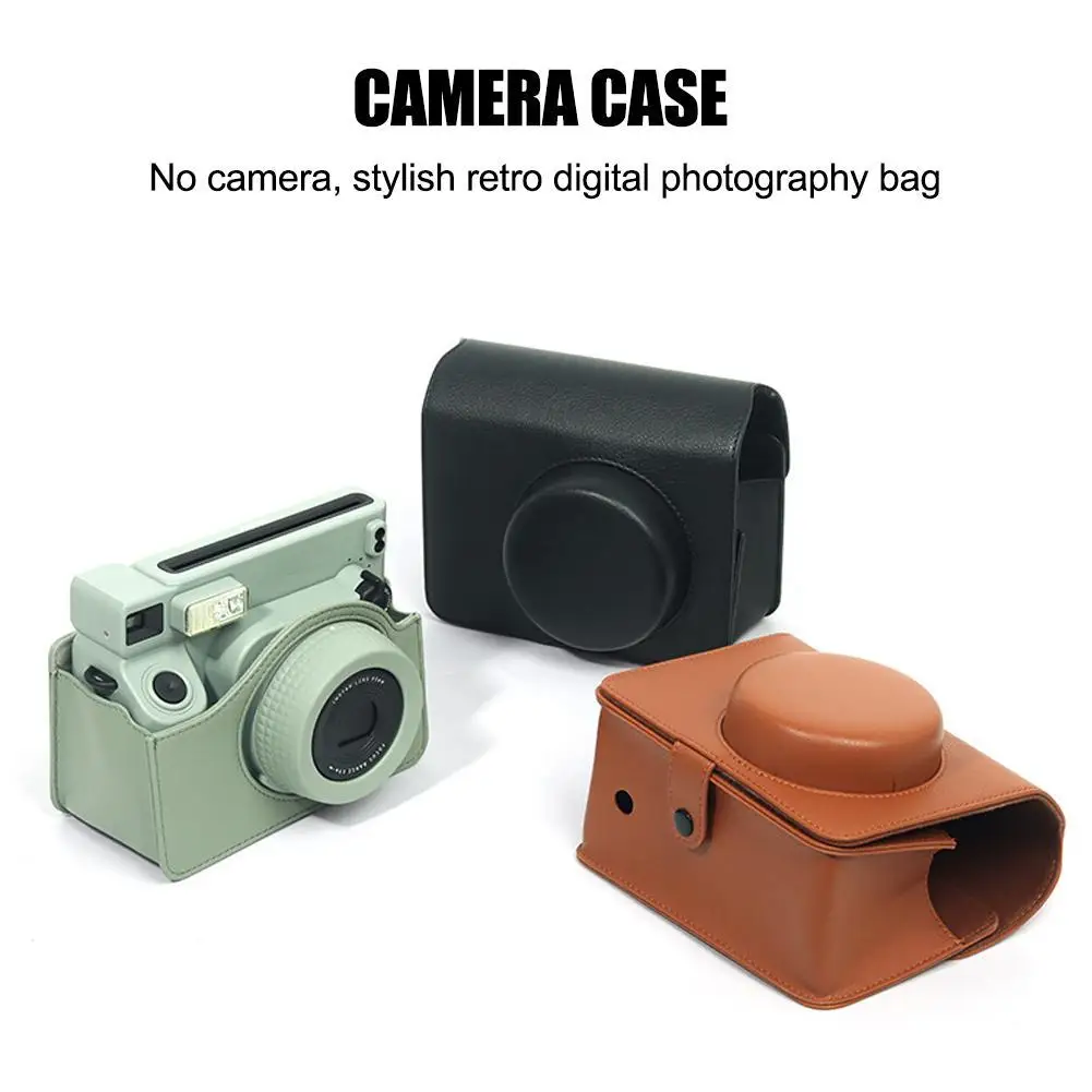 Genuine Leather Retro Camera Bag Protective Cover Suitable For Instax Wide 400 PU Leather Camera Bag Comes With Crossbody Strap