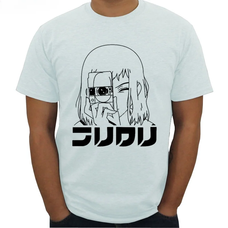 Новое поступление, Мужская футболка FLCL - Mamimi с камерой, летняя Стильная хлопковая крутая футболка в стиле хип-хоп, модная футболка с коротким рукавом sbz5296