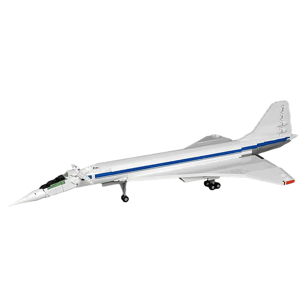 Gobricks MOC Tupolev Tu-144D Aircraft Bricks Model Military Supersonic airliner Concordski Tu-144D Building Blocks Toys Gift