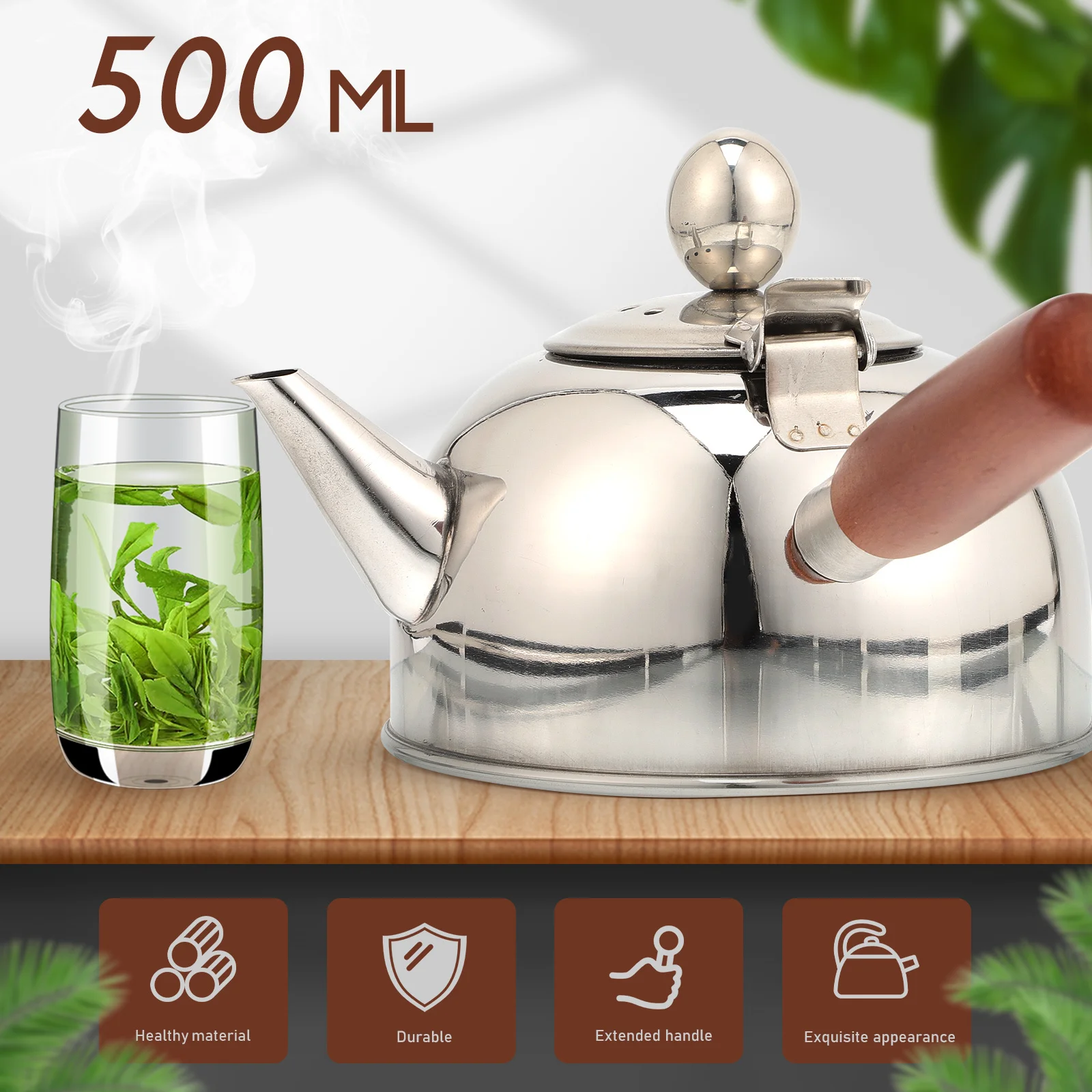 

Side Handle Kettle Stainless Steel Whistling Tea Kettle For Stovetop Kitchen Gas Flame Water Boiling Household Daily Use