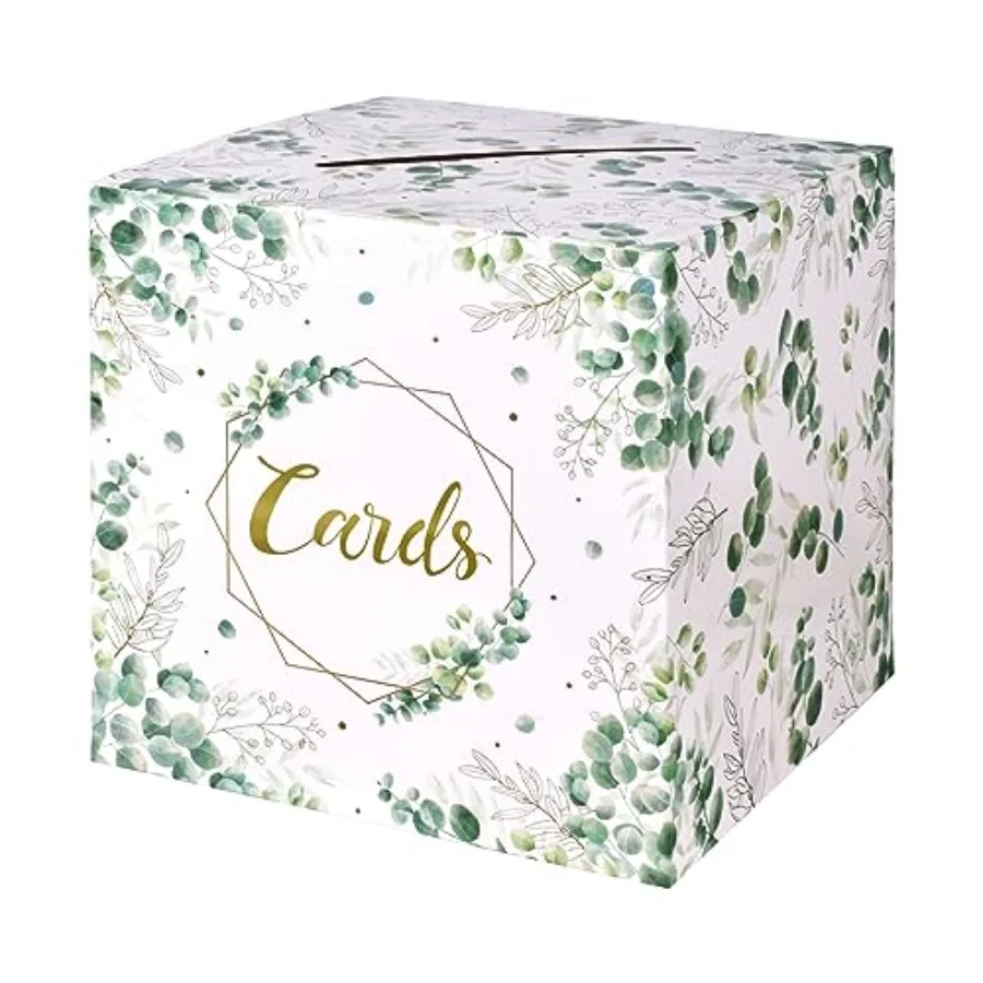 Sage Greenery Bridal Shower Card Box and Baptism Envelope Box for Wedding Gift Baby or Bridal Shower Party Favors Decorations