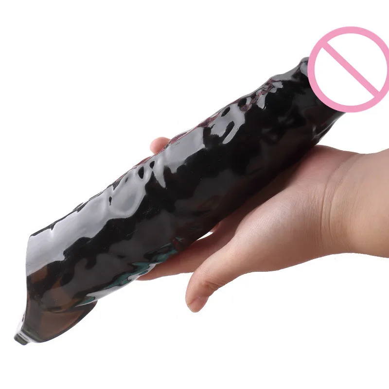 Reusable Penis Sleeve Penis Extender Condom Big Cock Extension Dick Enlarge Adult Sex Toys For Men Penile Enlargement Time Delay