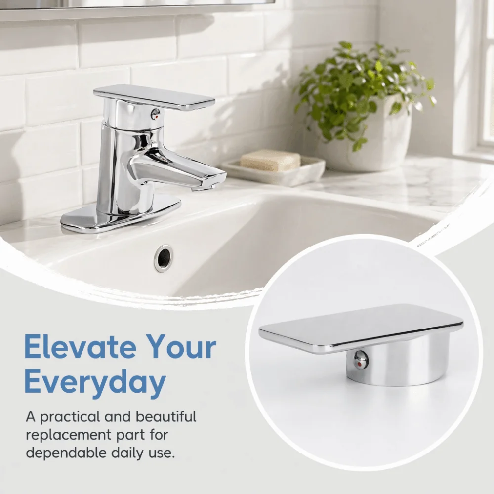 Zinc Alloy Mixer Tap Handle Chrome Finish Hot and Cold Water Faucet Handle 50mm Valve Core Single Lever