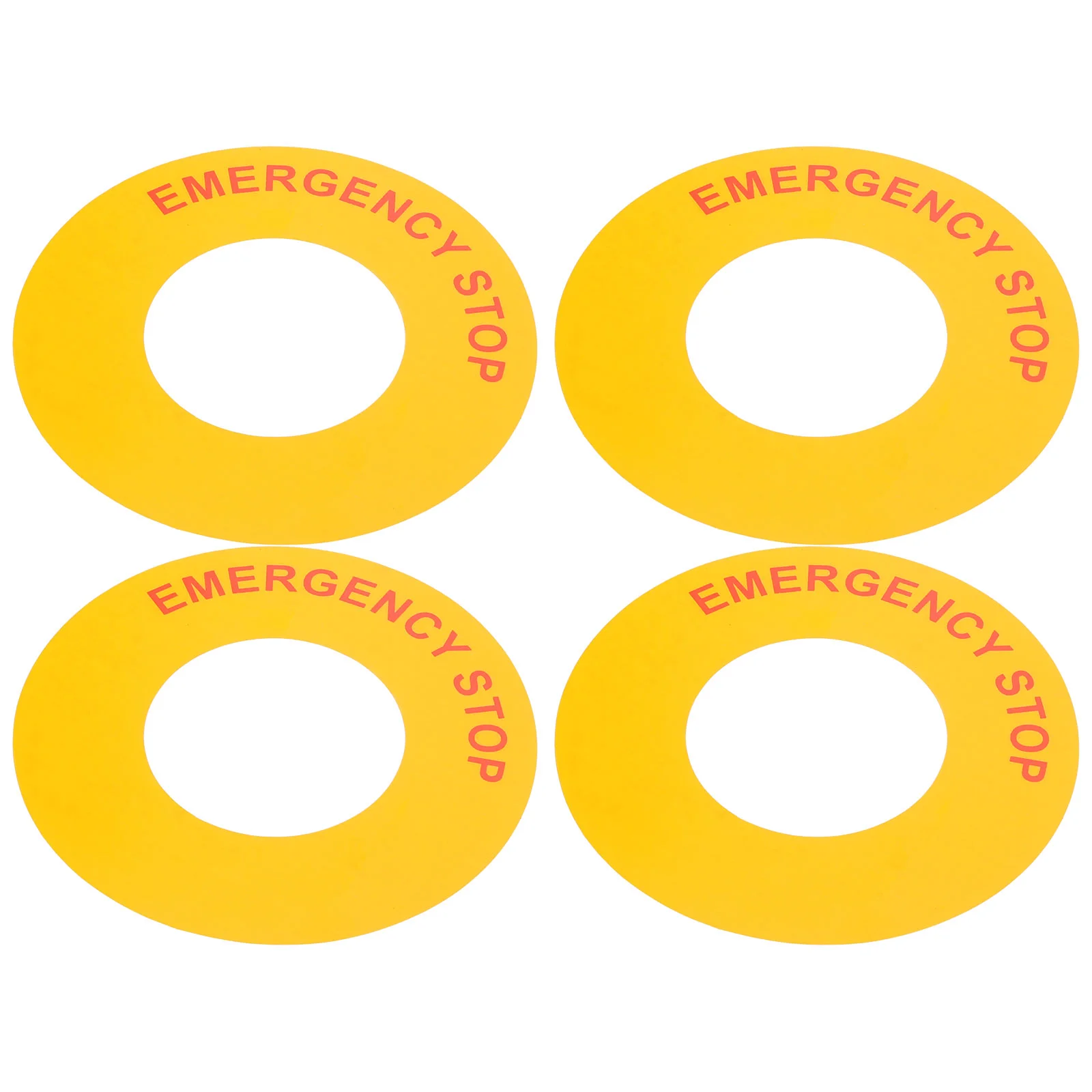 4 Pcs Industrial Equipment Label Emergency Stop Sign Machinery Stickers Yellow Decals Caution