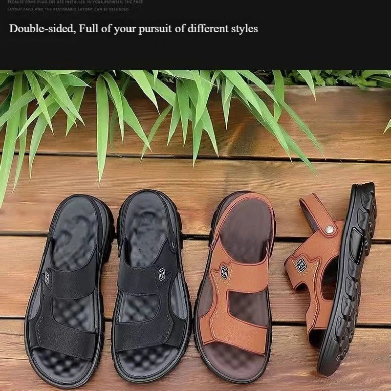 

Летние мужские сандалии премиум-класса — роскошные противоскользящие уличные шлепанцы на мягкой подошве, прочные дышащие тапочки двойного назначения, модная новинка
