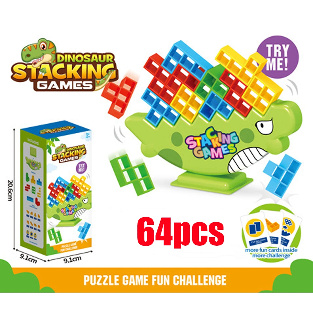 64PCS Tetra Tower Fun Balance Stacking Building Blocks Board Game for Kids Adults Friends Team Dorm Family Game Night and Partie