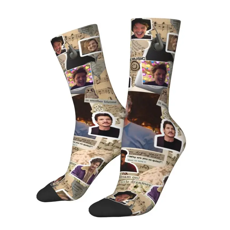 

Pedro Pascal Collage Men's Crew Socks Unisex Cute 3D Print Dress Socks