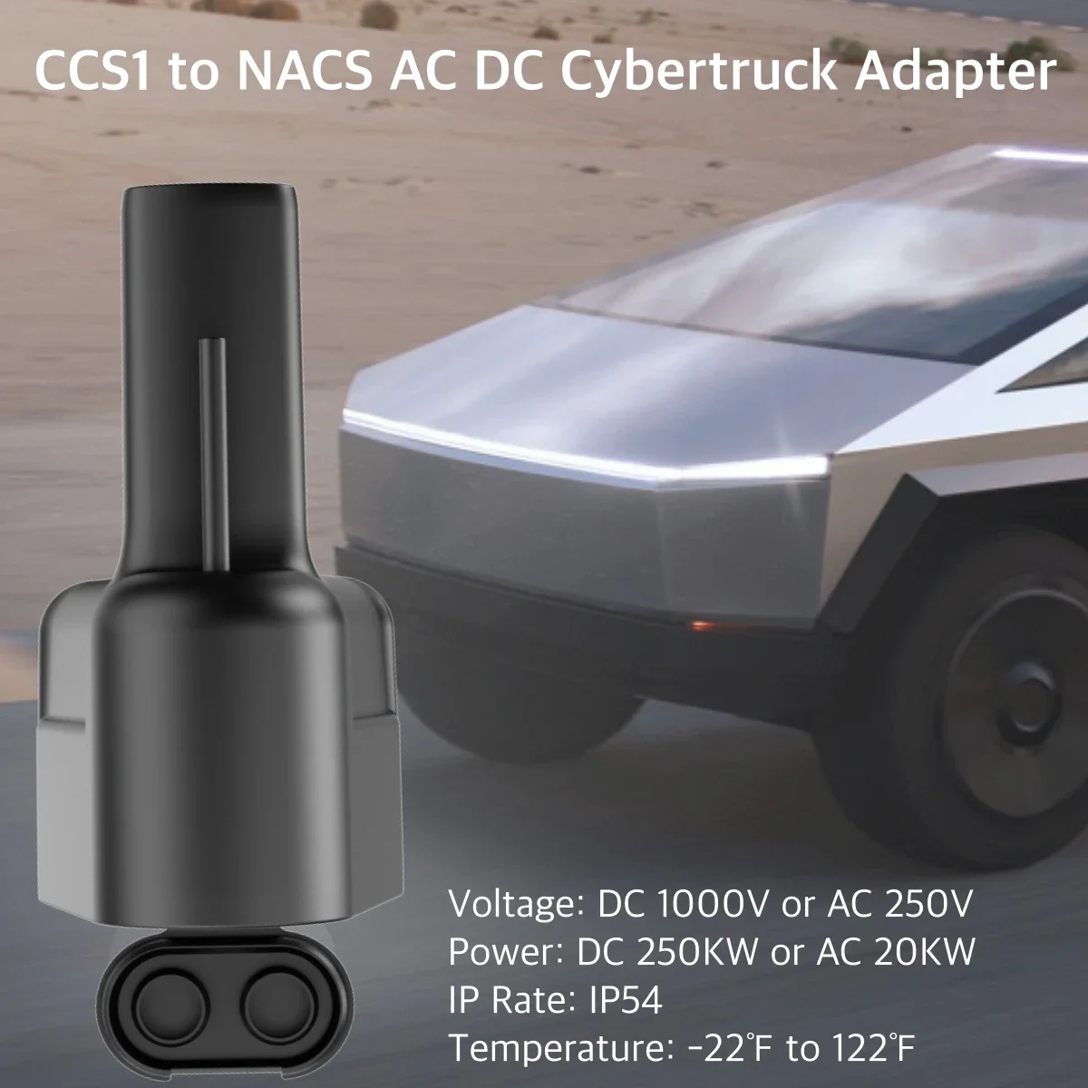 EVcharger4U 사이버 트럭 어댑터 CCS1 및 J1772-NACS 충전 어댑터, 테슬라 모델 3 Y S X 250KW DC 20KW AC EV 컨버터에 적합
