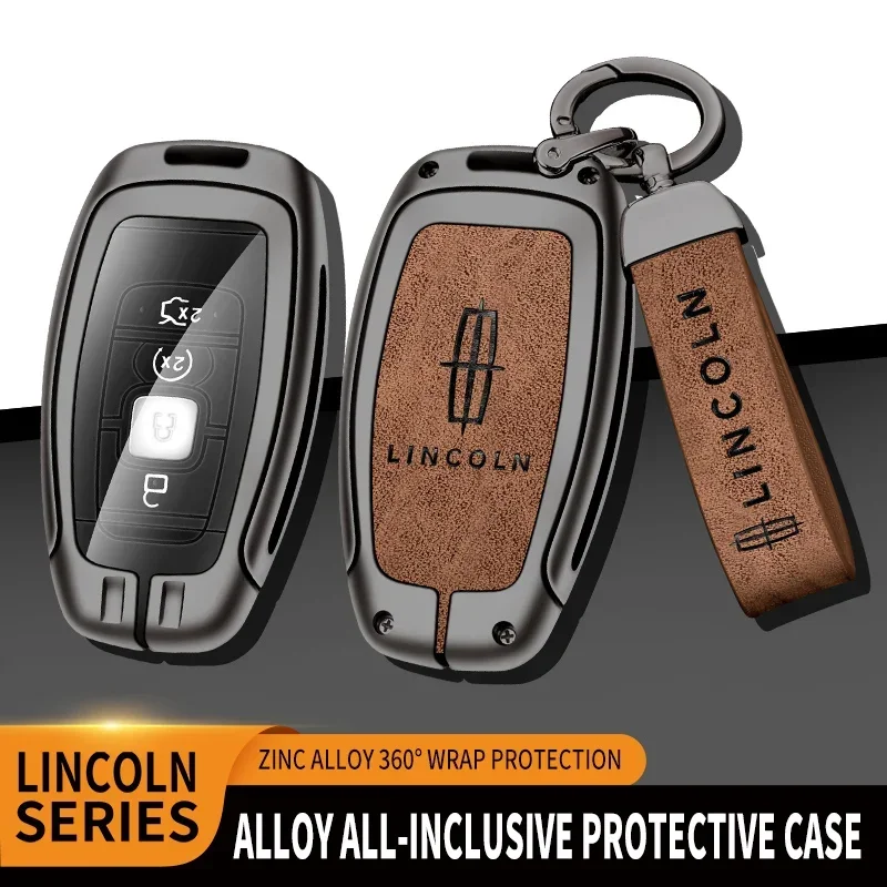 Alloy Car Key Case Cover for Lincoln Corsair Nautilus Aviator Continental Navigator MKC MKZ MKX Remote Holder Shell Protector