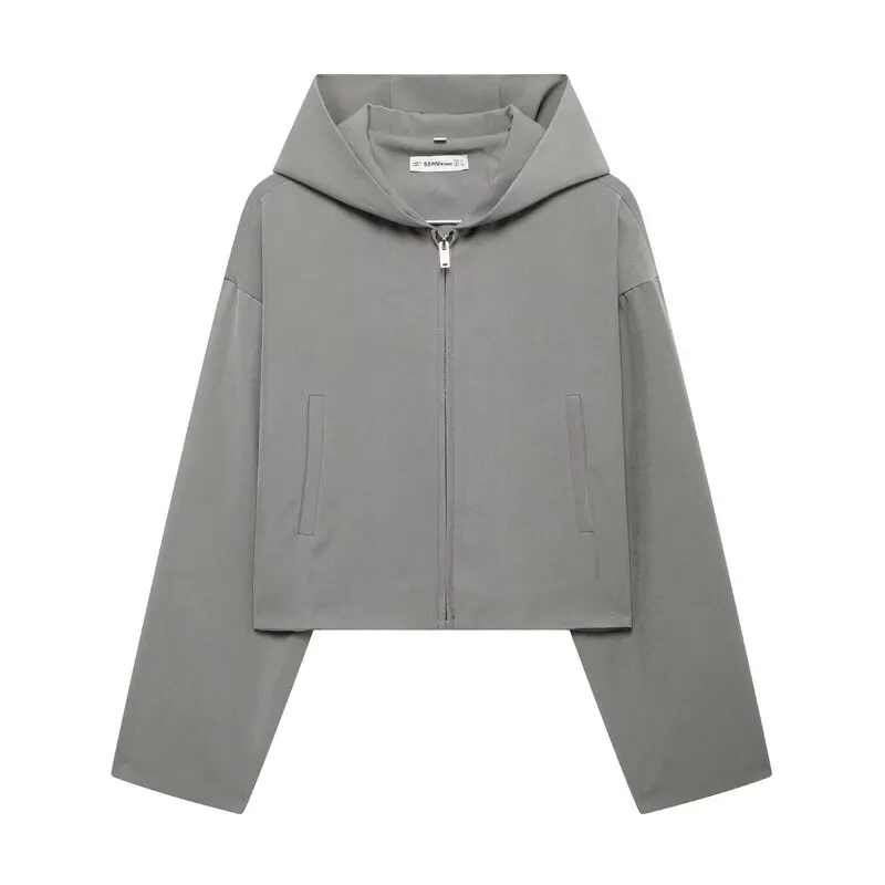 

Fall 2025 Women's Design Sense ort Hooded Jaet Versatile Outerwear Sli Cact Size for Ladies European Sle