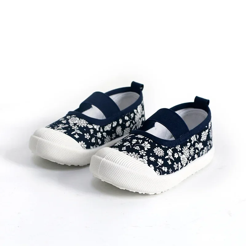 2024 New Spring Autumn Baby Girl Shoes Kids Canvas Shoes Children Casual Sneakers Candy Color Flowers For Girls Floral Prints