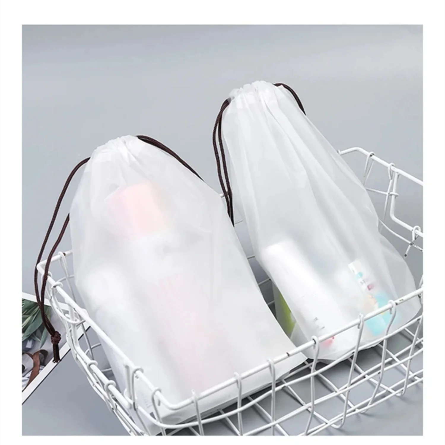 

10/20pcs Transparent Frosted Clothes Packaging Drawstring Bags Travel Pocket Shoes Organizer Waterproof Pouches