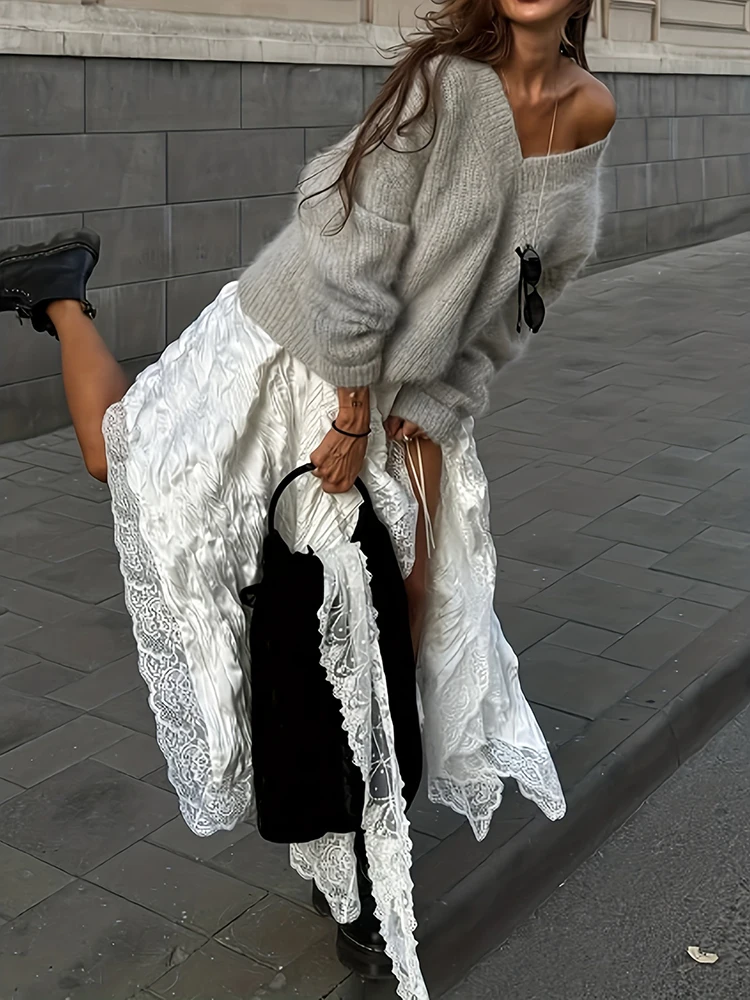 Weiche Warme Lose Frauen Pullover Einfache Feste Komfortable Straße Pullover Herbst Neue Sexy V-ausschnitt Mit Langen Ärmeln Gestrickte Pullover Pullover