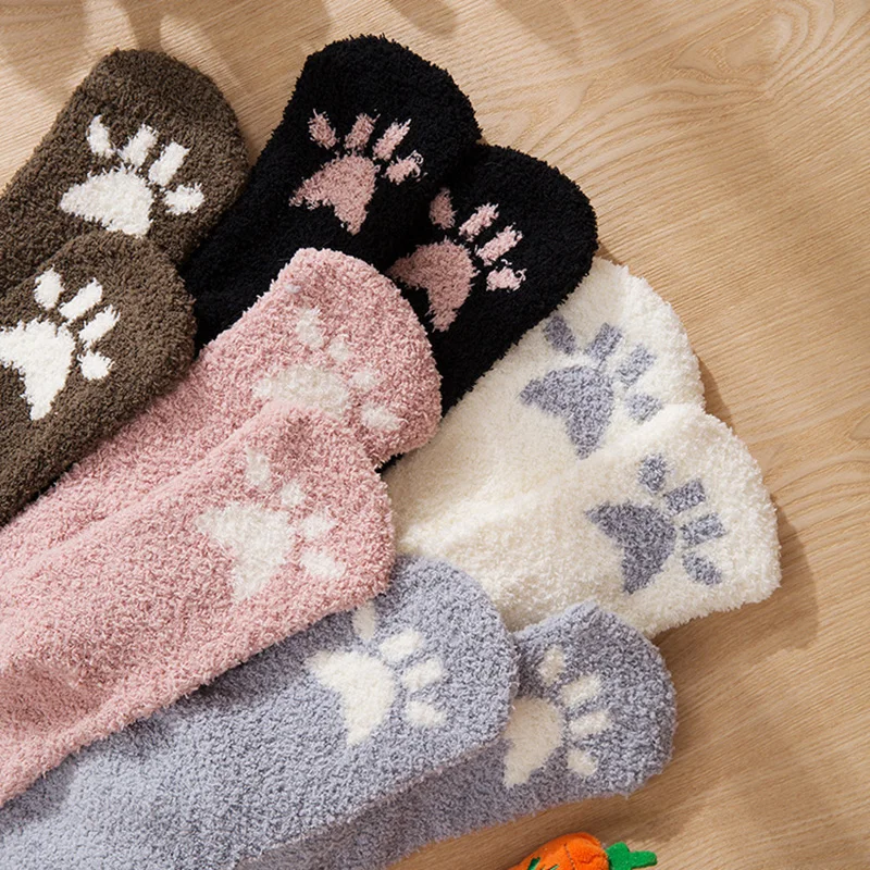 Winter Funny Animal Cute Fuzzy Socks Women Thick Cartoon Sock Cotton Warm Fluffy Home Floor Hosiery Calcetines House Mujer